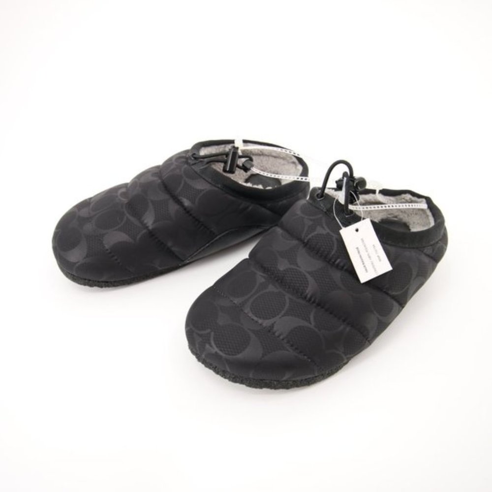 NWT Coach Rachelle Slippers Black Puffer Slip On Size 6 B - Picture 1 of 12